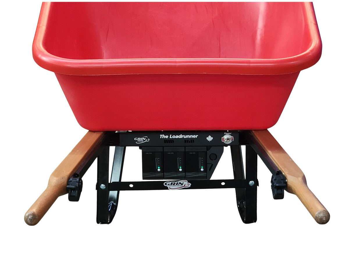 Rear view showing clean kit installation on a wheelbarrow